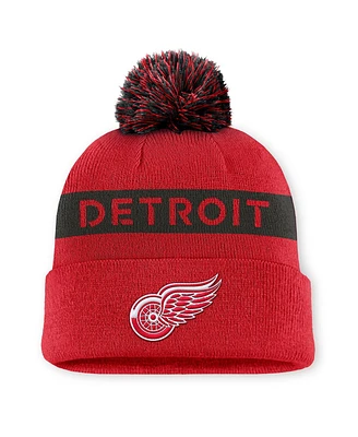 Fanatics Women's Red/Black Detroit Red Wings Authentic Pro Rink Cuffed Knit Hat with Pom