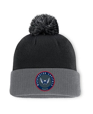 Fanatics Men's Black Washington Capitals Cuffed Knit Hat with Pom