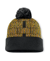 Fanatics Men's Black Pittsburgh Penguins Fundamental Empty Net Cuffed Knit Hat with Pom