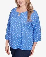 Hearts Of Palm Plus Making Waves Printed Square Ring Front Top