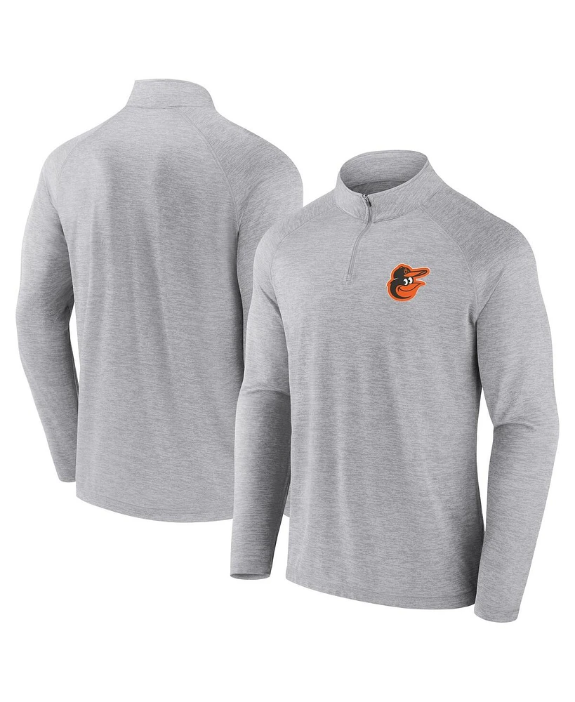 Fanatics Men's Gray Baltimore Orioles Head to Head Raglan Quarter-Zip Jacket