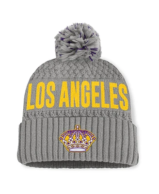 Fanatics Women's Gray Los Angeles Kings Heritage Tilly Cuffed Knit Hat with Pom