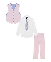 Nautica Toddler and Little Boys 4-Piece Seersucker Vest with Tie Set