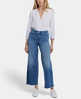 Nydj Women's Teresa Wide Leg Ankle Frayed Hems Jeans
