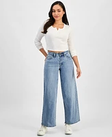 Dkny Jeans Petite Houston High-Rise Wide-Leg