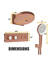 3 Functions Thermostatic Rainfall Shower System with Rough in-Valve