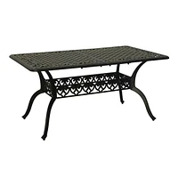 Inches Cast Aluminium Outdoor Dining Table with Umbrella Hole Patio Rectangular Dining Table Patio Bistro Table for Backyard Garden Patio