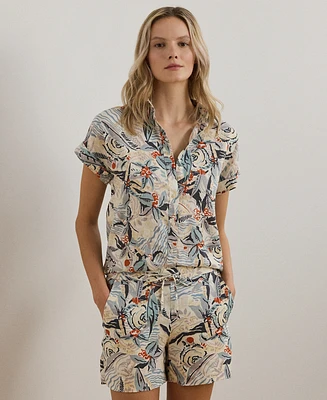 Lauren Ralph Petite Relaxed-Fit Print Short-Sleeve Shirt