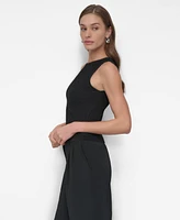 Dkny Women's Ribbed Sleeveless Crewneck Sweater