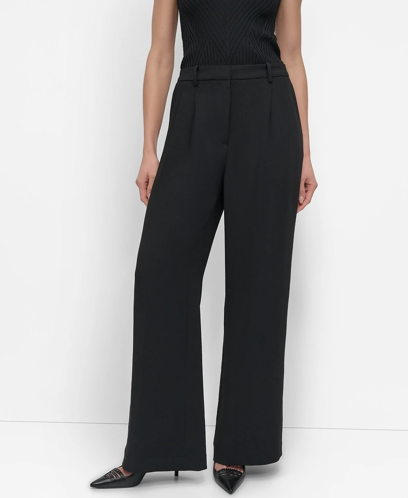 Dkny Women's High-Rise Pleat-Front Wide-Leg Pants