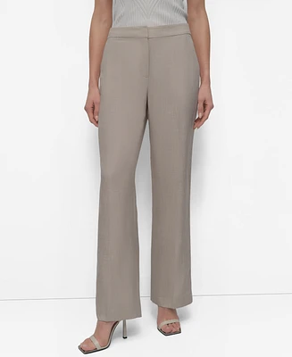 Dkny Women's Basketweave Mid-Rise Wide-Leg Pants