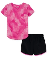 Under Armour Toddler & Little Girls Printed T-Shirt Woven Shorts, 2 Piece Set