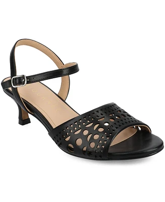 Journee Collection Women's Jessly Perforated Kitten Heel Dress Sandals