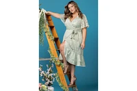 Kiyonna Plus Palermo Lace Faux Wrap Cocktail Dress