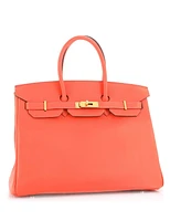 Pre-Owned HERMES Birkin 35 Handbag Red Epsom with Gold Hardware