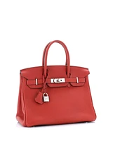Pre-Owned HERMES Birkin 30 Handbag Red Togo with Palladium Hardware