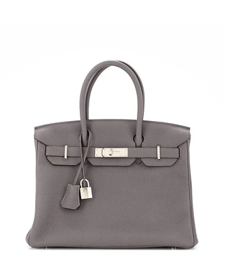 Pre-Owned HERMES Birkin 30 Handbag Grey Togo with Palladium Hardware