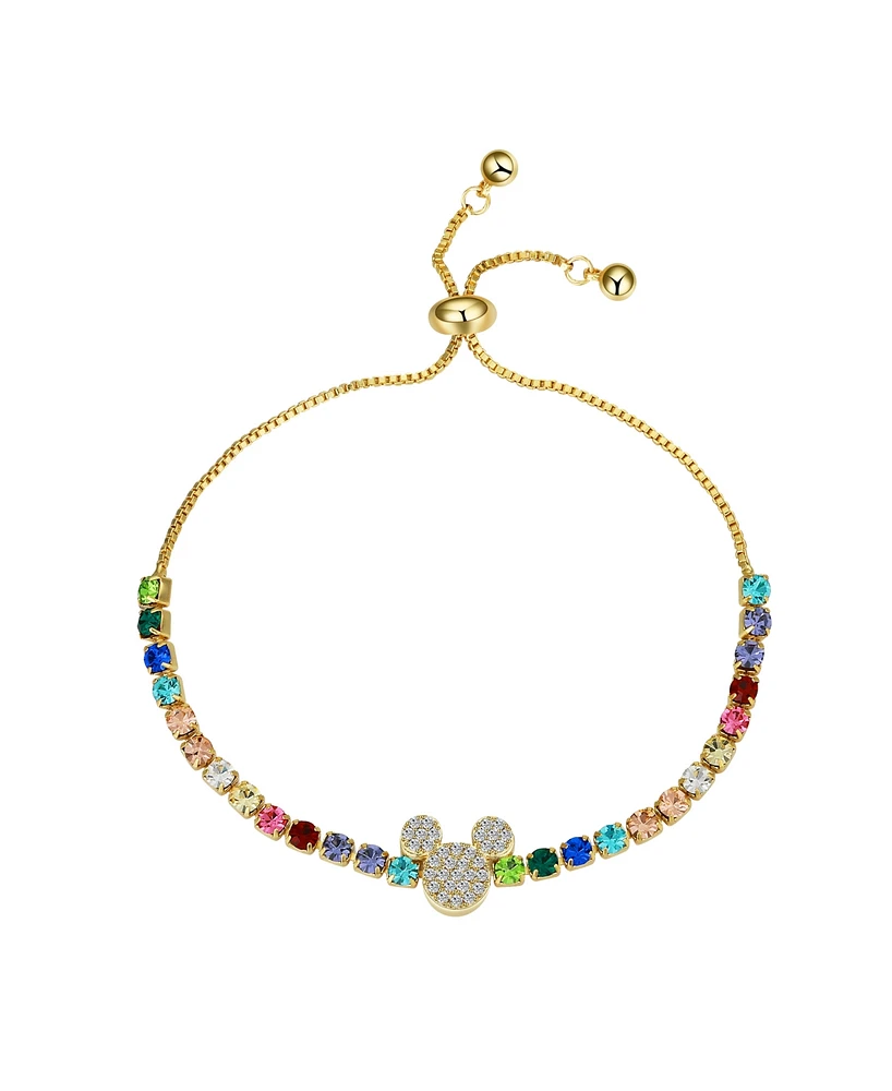 Disney Multi Color Crystal Mickey Mouse Bolo Bracelet