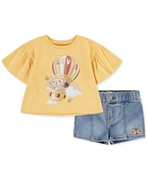 Levi's Baby Girls 2-Pc. Liv Flutter-Sleeve T-Shirt & Shorts Set