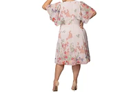 Kiyonna Plus Breezy Border Print Cocktail Dress