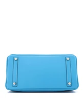 Pre-Owned HERMES Birkin 30 Handbag Blue Togo and Swift with Palladium Hardware