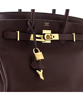 Pre-Owned HERMES Birkin 30 Handbag Brown Clemence with Gold Hardware