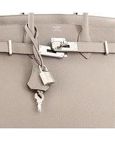 Pre-Owned HERMES Birkin 30 Handbag Grey Togo with Palladium Hardware