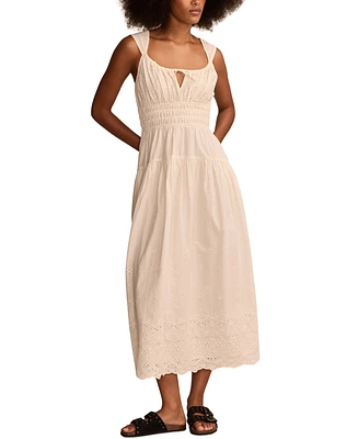 Lucky Brand Women's Cotton Eyelet Midi Dress