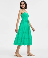 Juniors' Eyelet Square-Neck Strappy Midi Dress, Created for Macy's