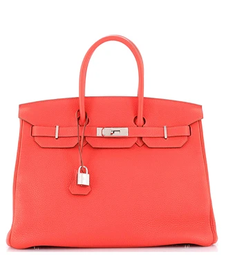 Pre-Owned HERMES Birkin 35 Handbag Pink Togo with Palladium Hardware
