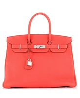 Pre-Owned HERMES Birkin 35 Handbag Pink Togo with Palladium Hardware