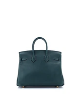 Pre-Owned HERMES Birkin 25 Handbag Green Swift with Gold Hardware