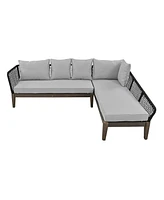 Modern 5-Person Outdoor Seating Group with Cushions Rope Waved Patio Sofa Set for Garden