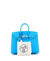 Pre-Owned HERMES Birkin 25 Handbag Blue Epsom with Palladium Hardware