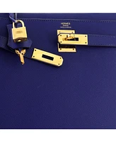 Pre-Owned HERMES Kelly 32 Handbag Blue Epsom with Gold Hardware