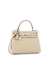 Pre-Owned HERMES Kelly 28 Handbag Light Togo with Palladium Hardware