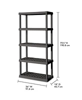 Sterilite 75.2 Inch Heavy Duty Durable 5 Shelf Ventilated Shelving Unit, 2 Pack