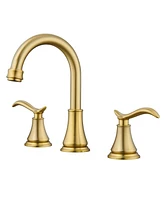 2 Handle Bathroom Faucet 3 Hole Sink with Pop-up Drain Lavatory Assembly Vanity Faucets, Brushed Gold