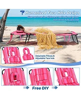 Beach Chaise Lounge Chair with Face Hole Pillows & 5-Position Adjustable Backrest