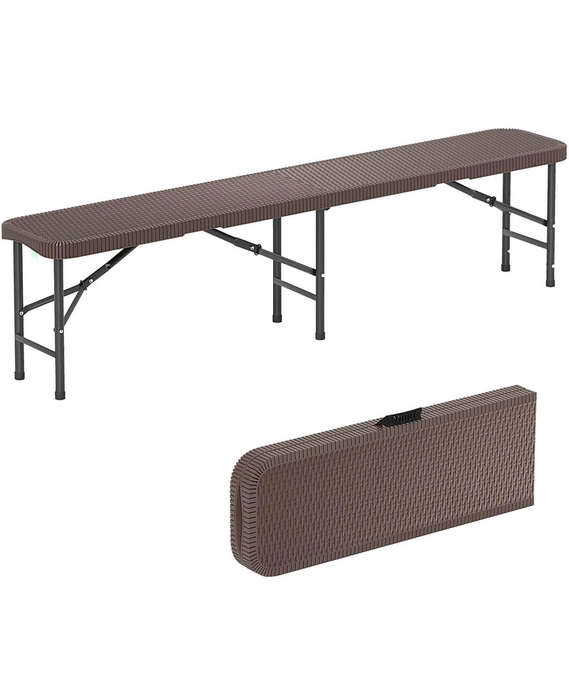 6 ft Plastic Folding Bench with 1320 Lbs Capacity Handle & Lock For Outdoor Camping