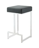 Lovmor Black and Chrome Upholstered Counter Height Stool