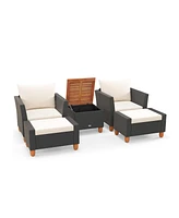 5 Pieces Patio Furniture Set with Loveseat and Armchairs for Porch