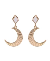 Rachel Rachel Roy Gold Tone Textured Moon Drop Earrings with Mop Accents