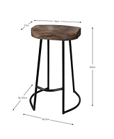 StyleCraft Home Collection 26" Wood Gavin Rustic Sculpted Counter Stool