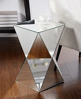 StyleCraft Home Collection 12.4" Glass Contemporary Harlequin Mirrored Pedestal Table