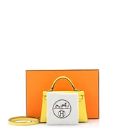 Pre-Owned HERMES Kelly 20 Handbag Yellow Epsom with Palladium Hardware