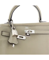 Pre-Owned HERMES Kelly 25 Handbag Green Swift with Palladium Hardware