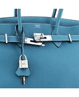 Pre-Owned HERMES Birkin 30 Handbag Blue Togo with Palladium Hardware