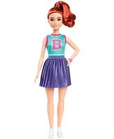 Barbie Fashionistas Doll 232 in Jersey Top and Pleated Purple Skirt, Red Hair