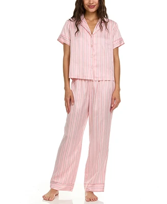 Flora by Nikrooz Women's Nicola Stripe Charm Notch Pajama Set